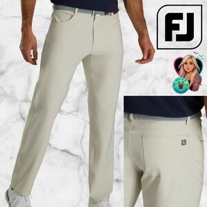 FootJoy Men's 34x34 Athletic Fit 5-Pocket Golf Performance Pants Beige Stretch